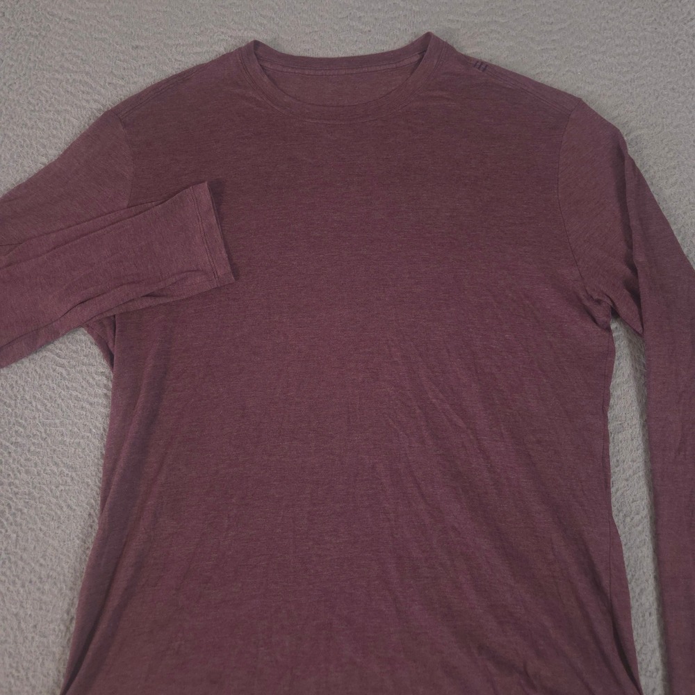 Lululemon Shirt Mens L Maroon Fundamental Long-Sleeve Pullover Heathered Cotton